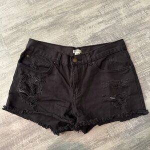 Billabong Black Distressed Jean Shorts